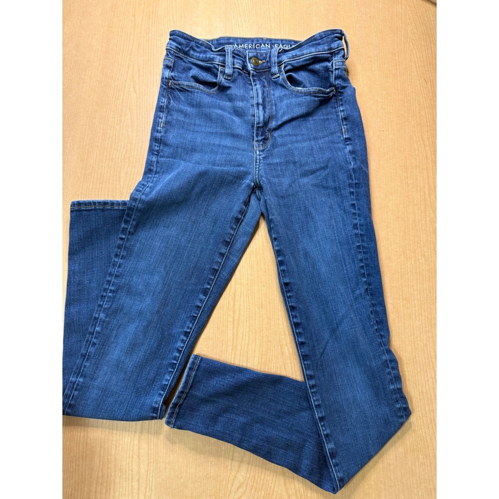 American Eagle Ne(x)t Level Stretch Skinny Jeans Blue High Rise Womens 6 Long